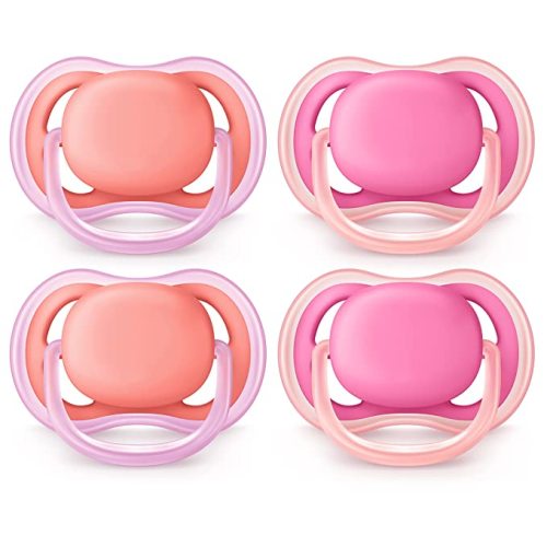 Philips AVENT Ultra Air Pacifier, 6-18 Months, Pink/Peach, 4 Pack, SCF245/42