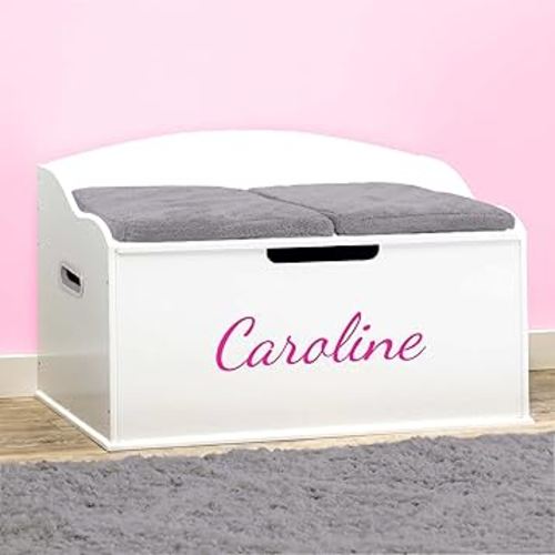 DIBSIES Personalized Creative Wonders Toy Box (Signature Series - Girls, White)