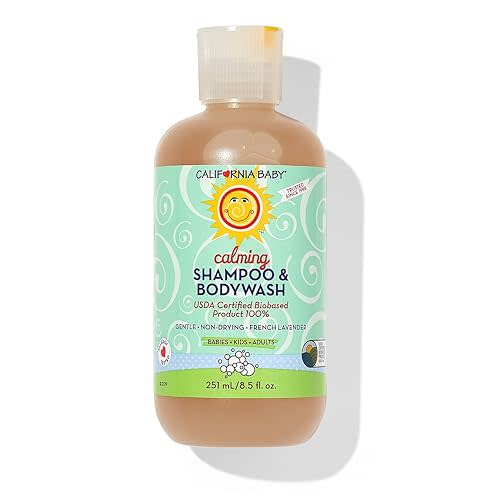 California Baby Calming Baby Shampoo + Baby Wash | 100% Plant-Based | Lavender Body Wash For Sensitive Skin | Hypoallergenic | 251 mL / 8.5 oz.