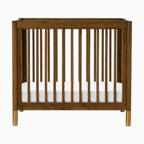 Gelato 4-in-1 Convertible Mini Crib - Natural Walnut & Gold Feet