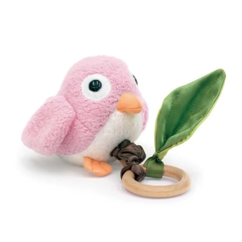 Apple Park Kids | 100% Organic Cotton (Corn Filled Fiber) Crawling Critter Teething Toy - Pink Birdy