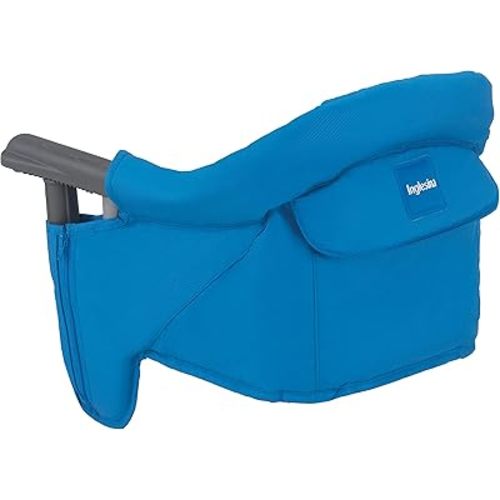 Inglesina Fast Table Chair, Light Blue - Portable Baby High Chair - For Babies & Toddlers 6-36 Months, Collapsible Design, Fits Tables 0.8'' to 3.5'' Thick, Compact & Easy to Use - Travel Bag Included