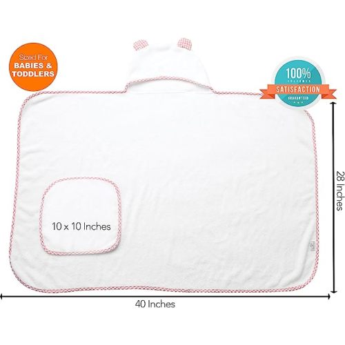 Channing & Yates - Premium Boutique Baby Towels for Girls - Hooded Girl Towel & Washcloth Set - Organic Viscose Made from Bamboo Baby Towels with Hood - Baby Girl Bath Towels (Pink)