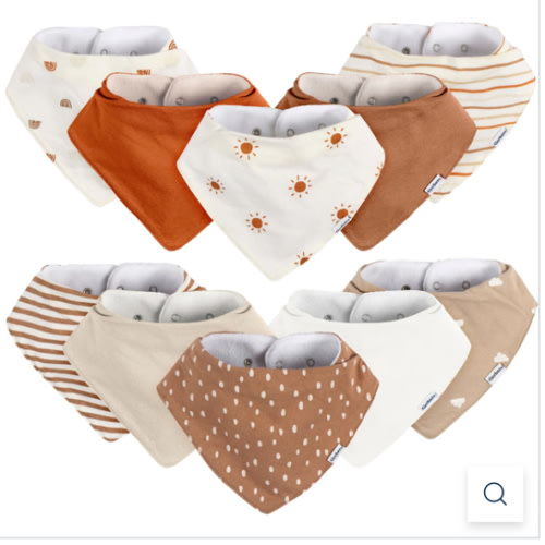 10-Pack Baby Neutral Rust Suns & Rainbows Jersey Bandana Bibs – Gerber Childrenswear