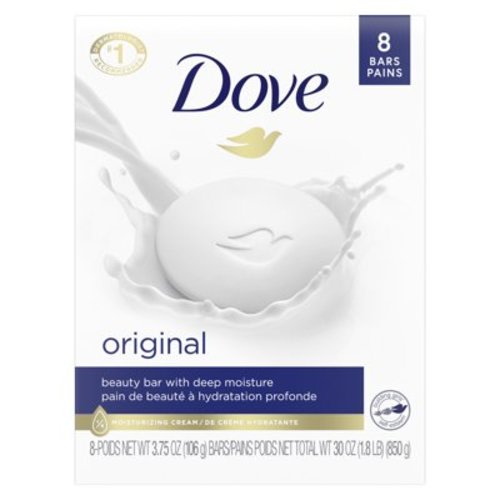 Dove Original Gentle Skin Cleanser, Deep Moisturizing Beauty Bar Soap, Unscented, 3.75 oz (8 Bars)