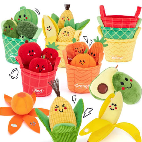 hahaland Baby Sensory Toys - 16 PCS My First Fruit Vegetable Color Sorting Play Food Crinkle, Rattle, Baby Toys 6-12 Months Montessori Toys for 1 Year Old Boy Girl Toddler Valentines Day Gifts Easter