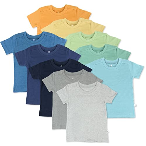 HonestBaby Multipack Short Sleeve T-Shirt Tee 100% Organic Cotton Infant Baby, Toddler, Little Kids Boys, Girls, Unisex