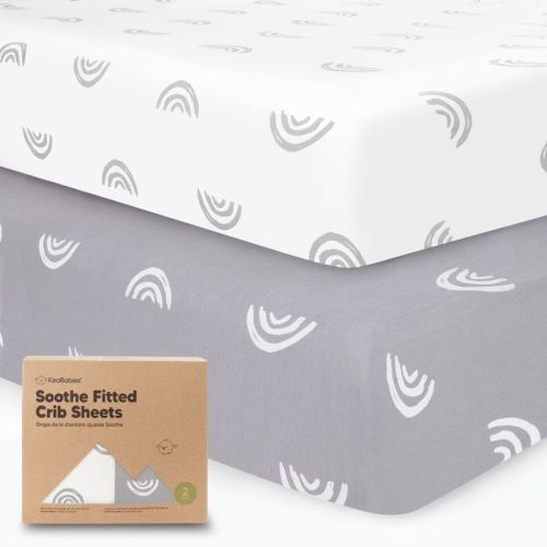 Keababies 2pk Soothe Fitted Crib Sheets Neutral, Organic Baby Crib Sheets, Fits Standard Nursery Baby Mattress (abc Land Cloud)