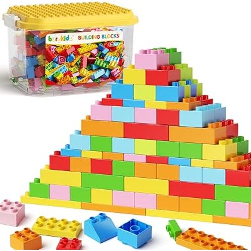 150 Pieces Classic Big Building Blocks with Storage Box, Large Toddler Blocks, Compatible with Most Major Brands, STEM Toy Gift Big Bricks, Building Blocks for Toddlers 3-5, Kids Blocks for All Ages