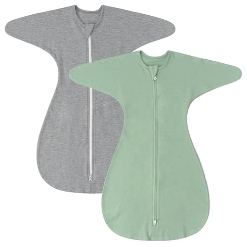 ZIGJOY Shark-Fin Transition Swaddle - 1.0 Tog Baby Sleep Sack Soft Cotton Transitional Swaddle Baby Wearable Blanket