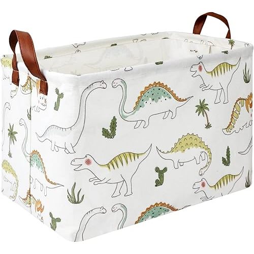 Rectangular Dinosaur Basket,Kids Toy Box,Storage Trunk,Gift Basket,Room Decor(Light Dinosaur)