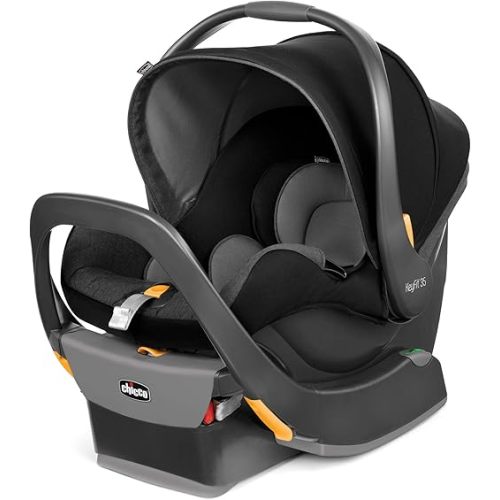 Chicco KeyFit 35 Infant Car Seat and Base, Rear-Facing Seat for Infants 4-35 lbs, Includes Infant Head and Body Support, Compatible with Chicco Strollers, Baby Travel Gear | Onyx/Black