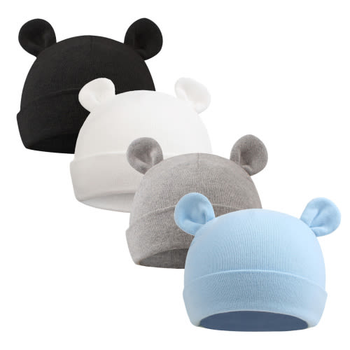 Newborn Baby Beanie Preemie Boys Hats Autumn Winter Newborn infant Hospital Hats for Girls 0-6 Months(White+Black+Gray+Sky Blue,Preemie)