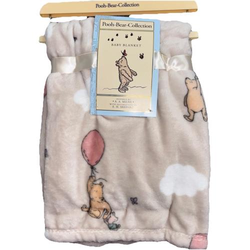 Winnie the Pooh Bear Collection Balloon Baby Blanket Cream Piglet Clouds NEW