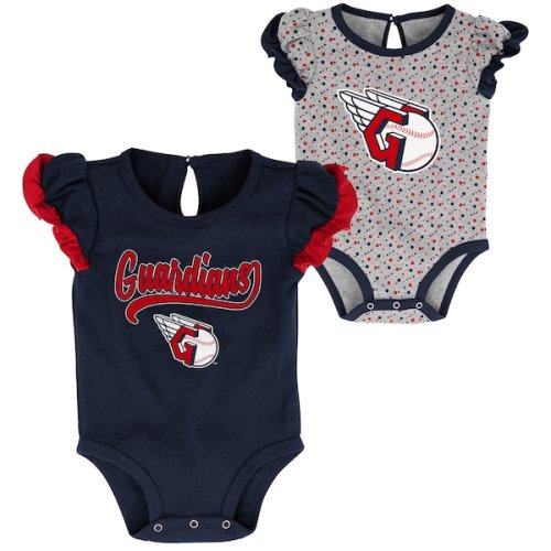 Girls Newborn Cleveland Guardians Navy/Heathered Gray Scream & Shout Two-Pack Bodysuit Set