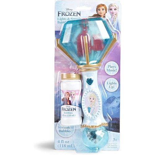 Little Kids Disney Frozen Elsa Light and Sound Musical Bubble Wand, Includes Bubble Solution (20513)