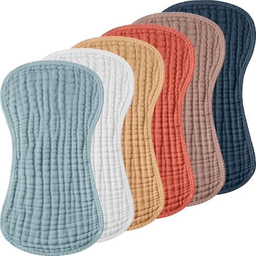 Frienda 6 Pack Muslin Burp Cloths Cotton Large 20''x 9'' Extra Absorbent and Soft Baby Burping Cloth for Baby Boy Girl Unisex(Cute Colors)