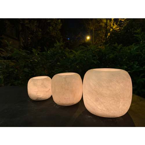 Egyptian Alabaster - candle holder - white Alabaster - round shape - 100 % by hand - natural stone - Votive Holder