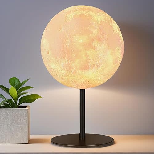 Moon Lamp Bedside Table Lamp, Dimmable Bedside Lamp with 30 Modes, Moon Night Light Small Table Lamp for Bedroom, Kids Room, Dorm, Office, Desk Lamp Nightstand Gifts for Girls Boys Teen Women Birthday