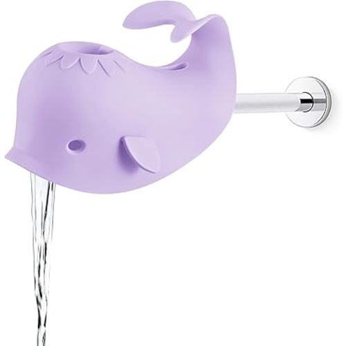 PandaEar Baby Bathtub Faucet Cover for Kids Toddlers - Bath Spout Cover for Baby Bathroom Tub, Whale (Purple)