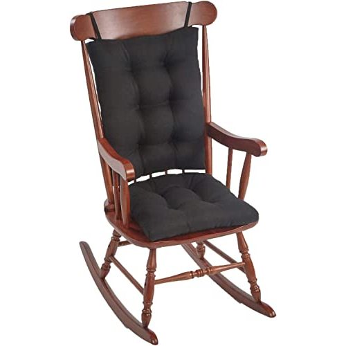 Klear Vu Omega Non-Slip Rocking Chair Cushion Set with Thick Padding and Tufted Design, Includes Seat Pad & Back Pillow with Ties for Living Room Rocker, 17x17 Inches, 2 Piece Set, Midnight