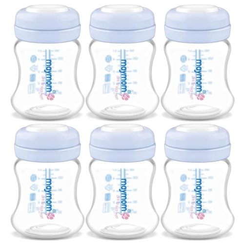Maymom Wide-Mouth Milk Storage Collection Bottle with SureSeal Sealing Disk; Compatible with Spectra/Motif Luna/Ameda MYA/Bellababy Pumps. Can Replace Spectra S1 S2 Bottles, 6 pc (4.7Oz/140mL, 6pc)