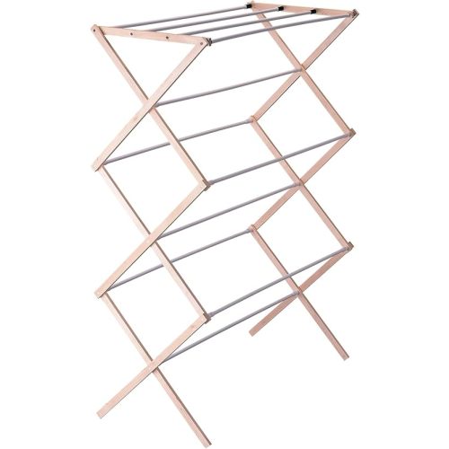Household Essentials 5001 Collapsible Folding Wooden Clothes Drying Rack For Laundry | Pre Assembled