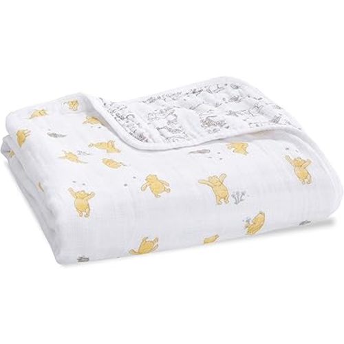 aden + anais Dream Blanket, Boutique Muslin Baby Blankets for Girls & Boys, Ideal Lightweight Newborn Nursery & Crib Blanket, Unisex Toddler & Infant Bedding, Shower & Registry Gift, Winnie The Pooh