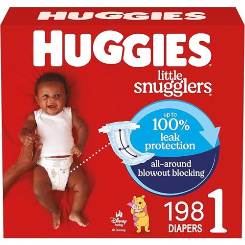 Huggies Size 1 Diapers, Little Snugglers Diapers, Size 1 (8-14 lbs), 198 Count (6 Packs of 33), Packaging May Vary