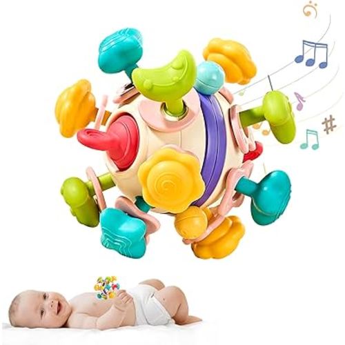 Baby Sensory Teething Toys, Teethers for Babies 0 3 6 9 12 18 Months, Shower Gifts for 1 2 One Two Year Old Girls Boys, Infant Chew Rattles Toys, Newborn Toddler Montessori Learning Developmental Toy