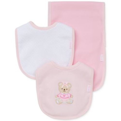 Baby Girls Sweet Bear Bibs and Burp Cloth, 3 Piece Set