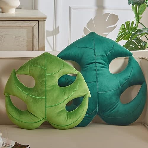 2 Pcs Leaf Pillow, 3D Leaf Shaped Plant Pillow, Leaves Decorative,Modern Outdoor for Plant Lovers Aesthetic, Home, Sofa, Western Couch, Living Room Bedroom