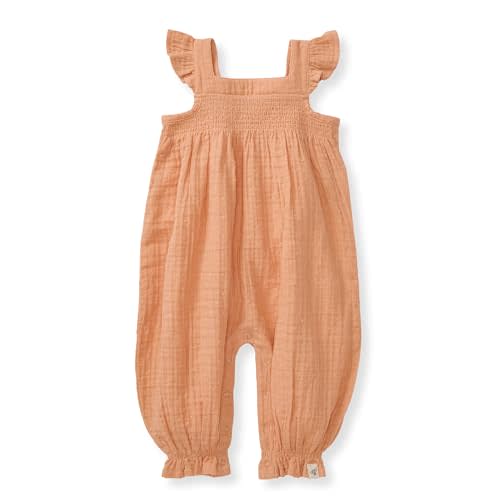 Burt's Bees Baby Baby Girls Romper - 100% Organic Cotton, One-Piece Shortall Girl Outfit for Sizes Newborn to 24 Months