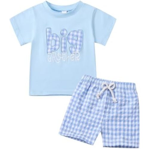 Big Brother Shirt Toddler Baby Boys T Shirts Outfit Blue Summer Short Sleeve Tops Shorts Set Clothes 2Pcs