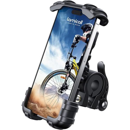 Lamicall Bike Phone Holder, Motorcycle Mount - Motorcycle Phone Holder, Handlebar Cell Phone Clamp, Scooter Phone Clip for iPhone 16 Pro Max/Plus, 15 Pro Max, S10, S20, More 4.7" to 6.8" Smartphones