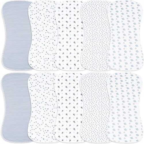 10-Pack Burp Cloths for Baby Boys and Girls - Organic Baby Burp Cloth,Baby Washcloths, Burp Rags, Large Neutral Burp Clothes for Newborn