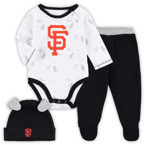 Newborn & Infant San Francisco Giants Black/White Dream Team Bodysuit, Hat & Footed Pants Set