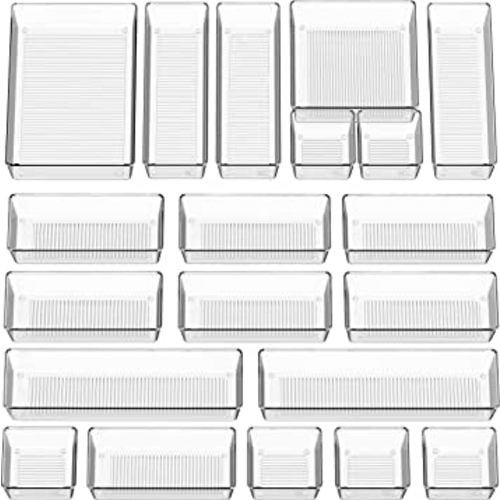 Simple Houseware 20-Pack Clear Plastic Drawer Organizers (6S, 7M, 5L, 1 XL, 1XXL)