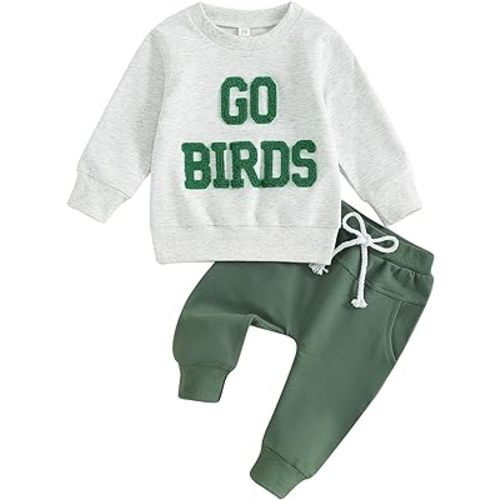 Ehfomius Toddler Baby Boy Football Outfit Sundays Are For the Birds Sweatshirt Pants Set Fall Winter Clothes