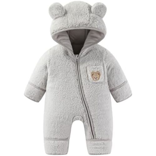 JiAmy Newborn Baby Snowsuit Fleece Winter Snow Suits Cartoon Baby Girls Boys Clothes Outfits 0-12 Months