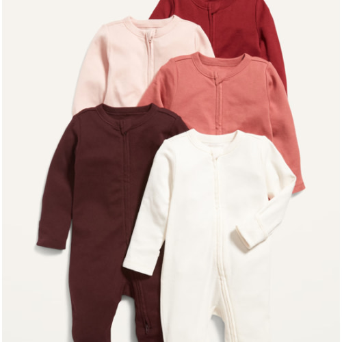 Unisex 2-Way-Zip Footie Sleep & Play One-Piece 5-Pack for Baby