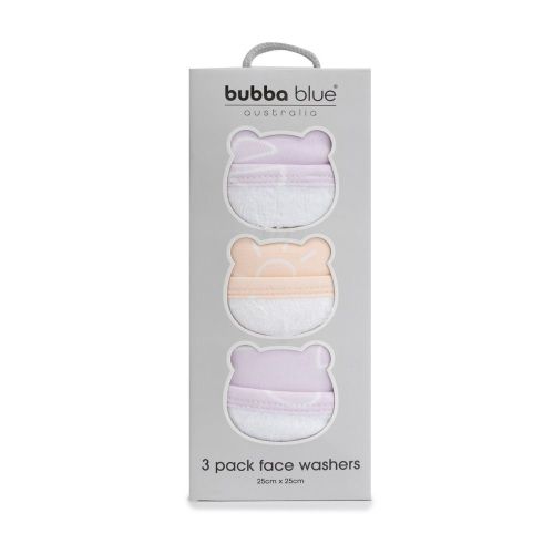 Bubba Blue Nordic Face Washer 3 Pack Peach/Lilac