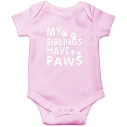 AW Fashions My Siblings Have Paws Baby Bodysuit Cute Newborn Girl Outfits Coming Home Outfit Boy Romper