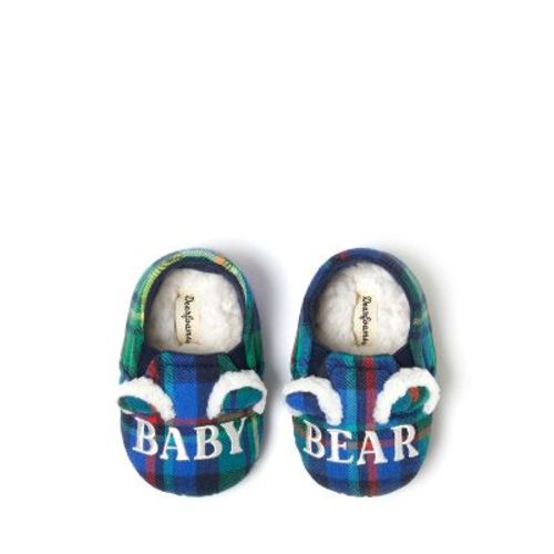 Dearfoams Kids Baby Bear Plaid Closed Back Slipper - Navy Plaid Size 6-9