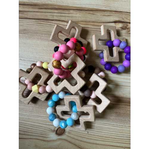 Beechwood Cross and Silicone Bead Grasping Toy