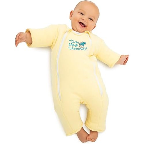 Baby Merlin's Magic Sleepsuit 100% Cotton Baby Transition Swaddle - Sleepsuit for Infants 3-6 Months - Baby Sleep Suit with Double Zipper for Easy Diaper Changes - Sleepwear for Back Sleeping - Yellow