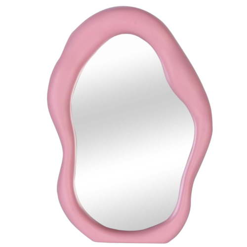 Simmer Stone Polymorph Pattern Irregular Makeup Mirror Tabletop Vanity Mirror Cosmetic Desktop Mirror Hanging Wall Mirrors Desk Countertop Dressing for Home Bedroom Decorative Pink