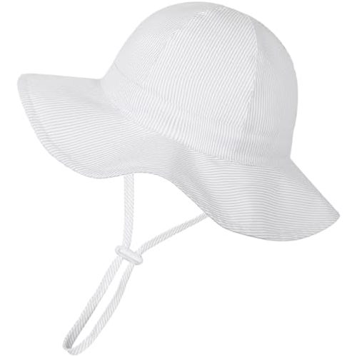 Baby Girl Sun Hat Summer Beach Hats with UPF 50+ Toddler Infant with Wide Brim Strap Outdoor Bucket Hat