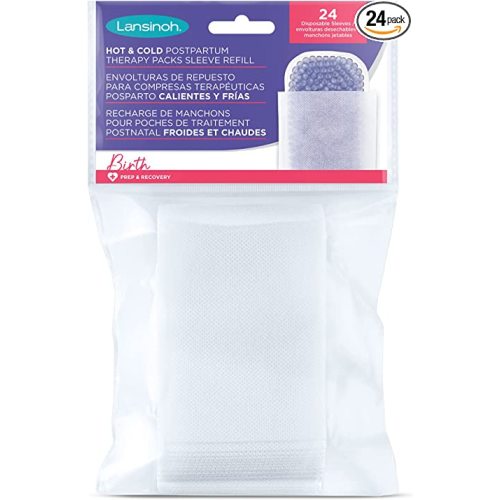 Lansinoh Hot & Cold Postpartum Therapy Packs Disposable Sleeve Refill, 24 Count