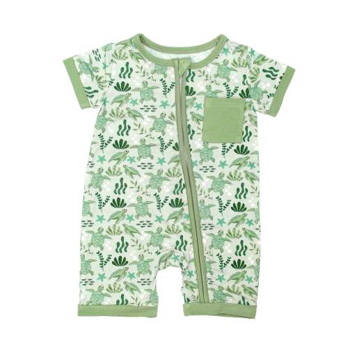 Save the Sea Turtles Bamboo Baby Shortie Romper